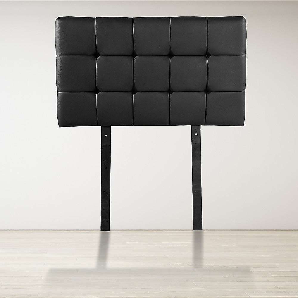 PU Leather Single Bed Deluxe Headboard Bedhead - Black