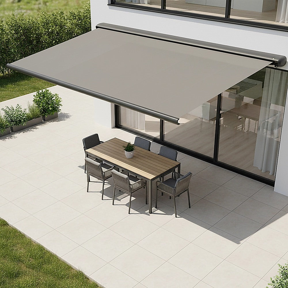 5.0m x 3.0m Retractable Folding Arm Awning Heavy Duty Full Cassette Motorised