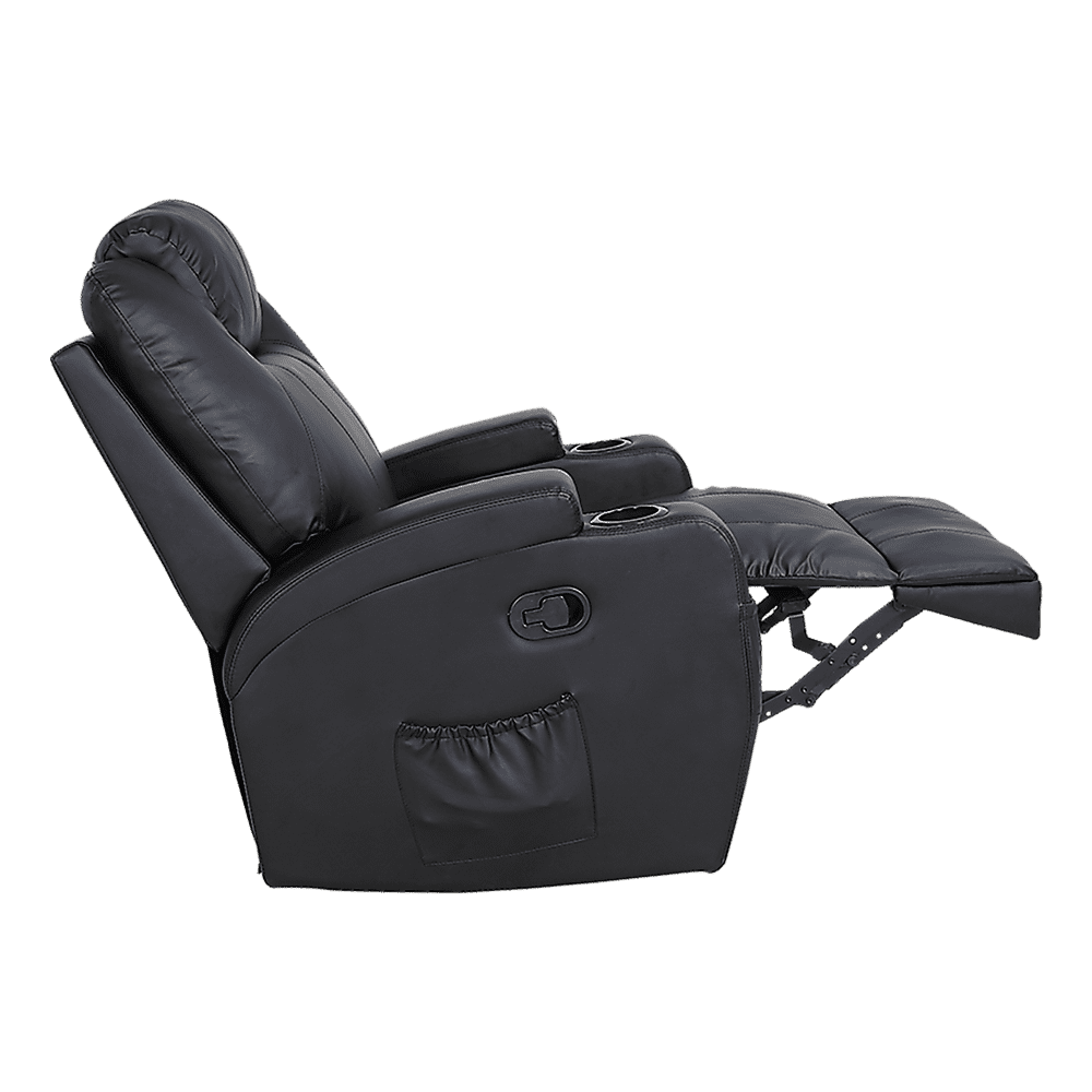 Black Massage Sofa Chair Recliner 360 Degree Swivel PU Leather Lounge 8 Point Heated