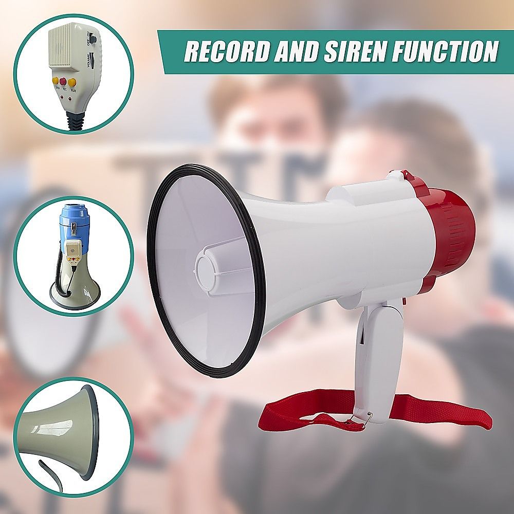 Audio Megaphone 25Watt Bull Horn with Siren Bedworld
