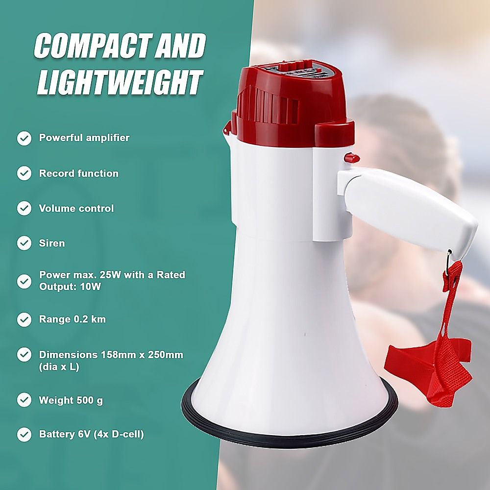 Audio Megaphone 25Watt Bull Horn with Siren Bedworld