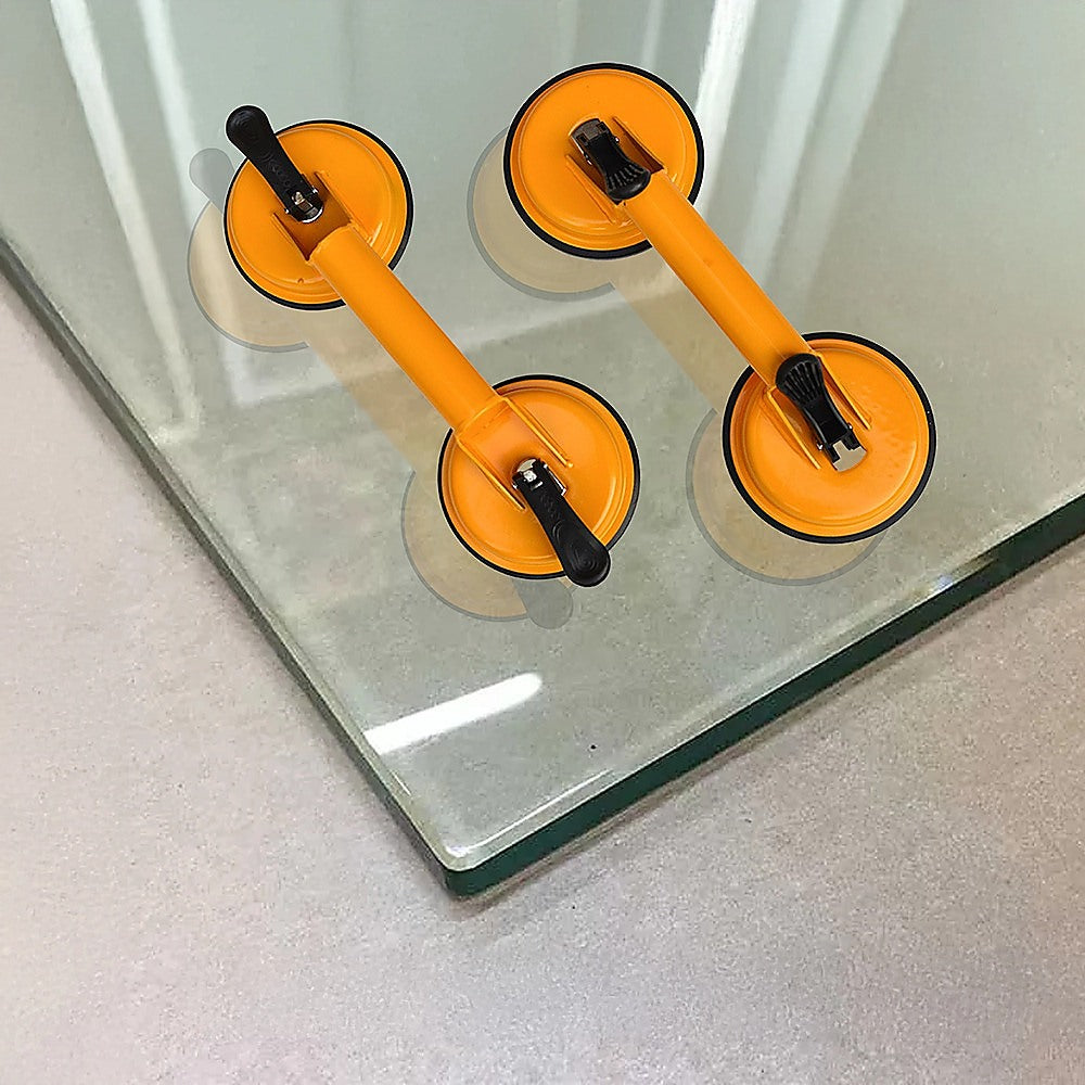 2x 100kg Aluminum Alloy Double Locking Suction Cup Glazer Glass Sucker Lifter