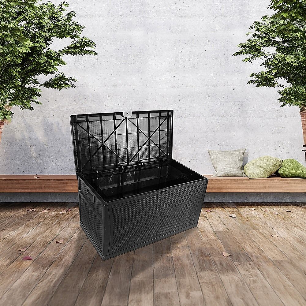 Patio Deck Box Outdoor Storage Plastic Bench Box 450 Litre Bedworld