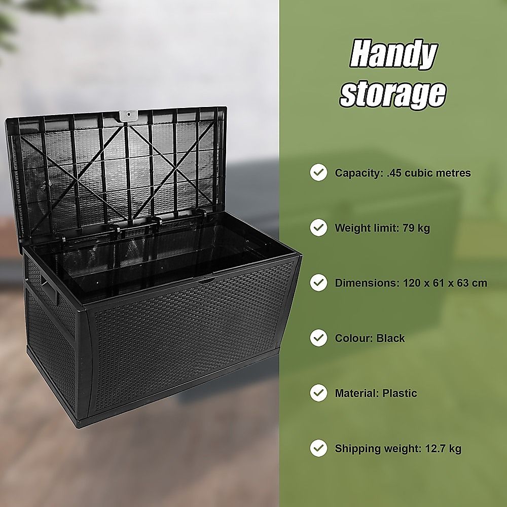 Patio Deck Box Outdoor Storage Plastic Bench Box 450 Litre Bedworld