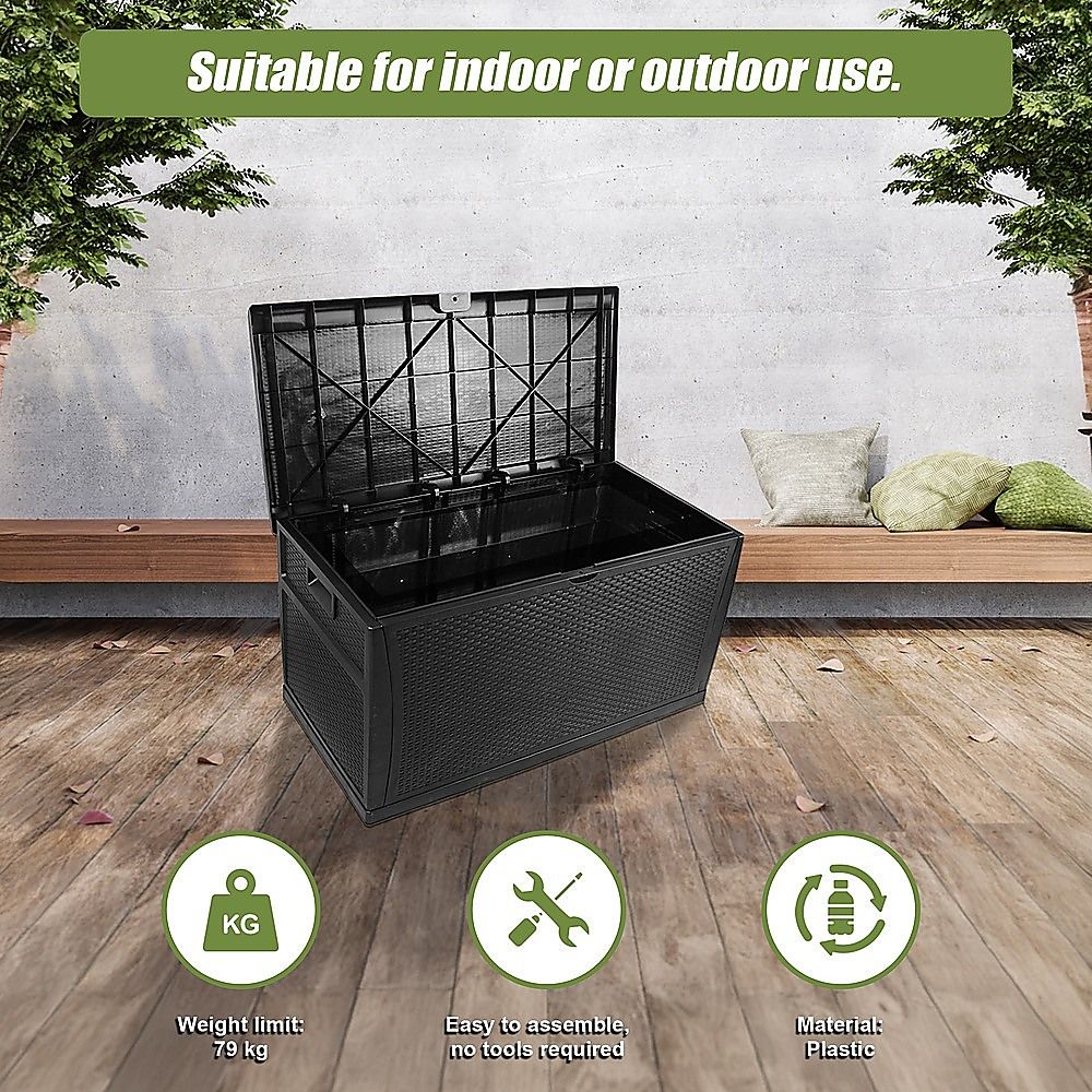 Patio Deck Box Outdoor Storage Plastic Bench Box 450 Litre Bedworld