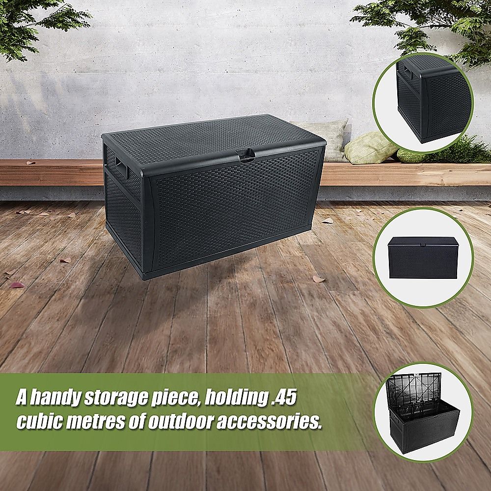 Patio Deck Box Outdoor Storage Plastic Bench Box 450 Litre Bedworld