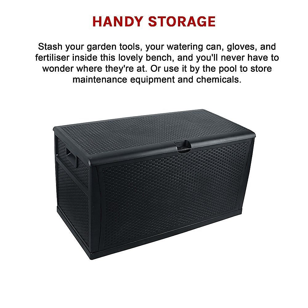 Patio Deck Box Outdoor Storage Plastic Bench Box 450 Litre Bedworld