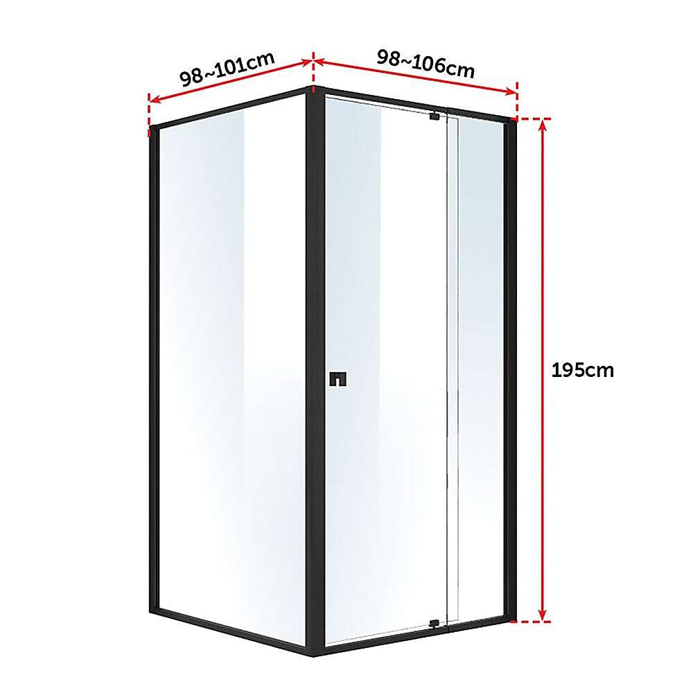 Semi Frameless Shower Screen (98~106)x 195cm & (98~101)x 195cm Side AS/NZS Glass