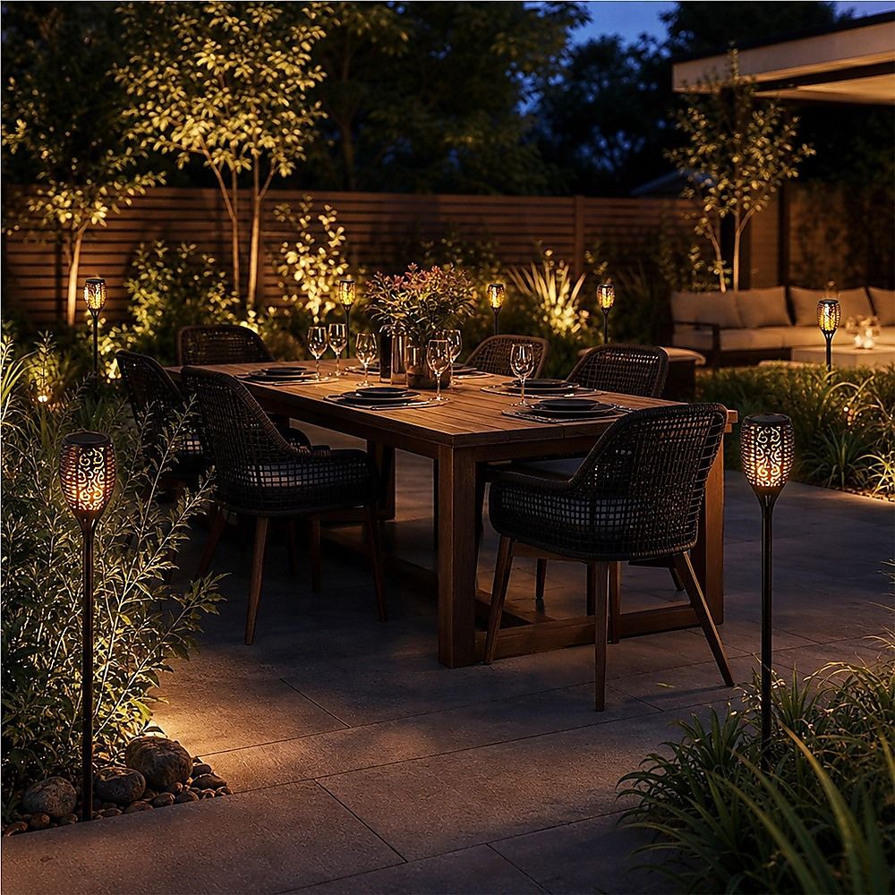 10 Pack Solar Torch Lights 96 LED Flickering Lighting Dancing Flame Garden Lamp
