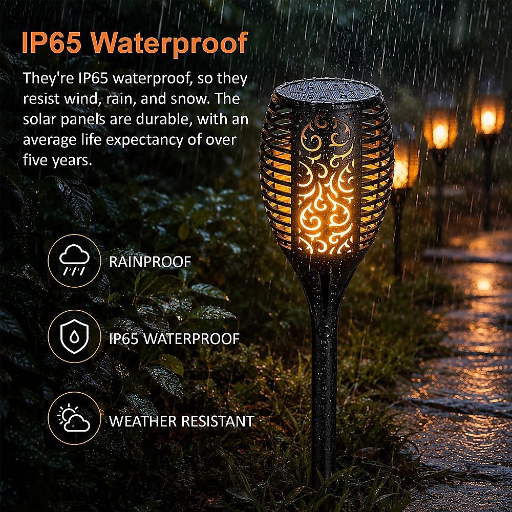 10 Pack Solar Torch Lights 96 LED Flickering Lighting Dancing Flame Garden Lamp
