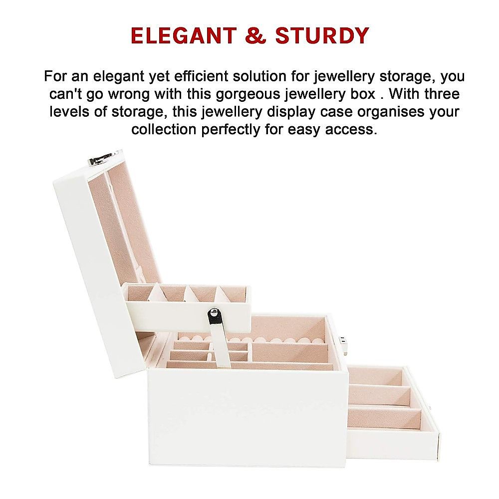 Jewellery Storage Box Girls Rings Necklaces Display Organiser Storage Case Bedworld