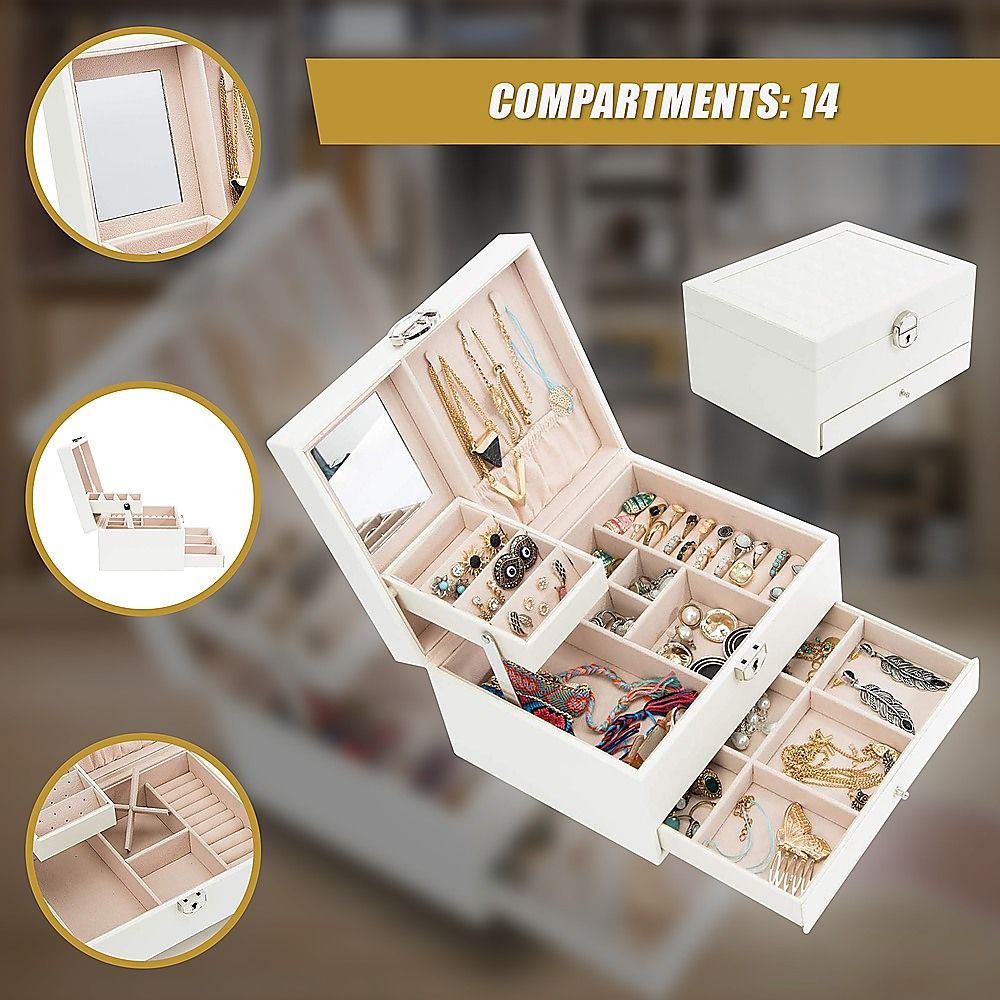 Jewellery Storage Box Girls Rings Necklaces Display Organiser Storage Case Bedworld