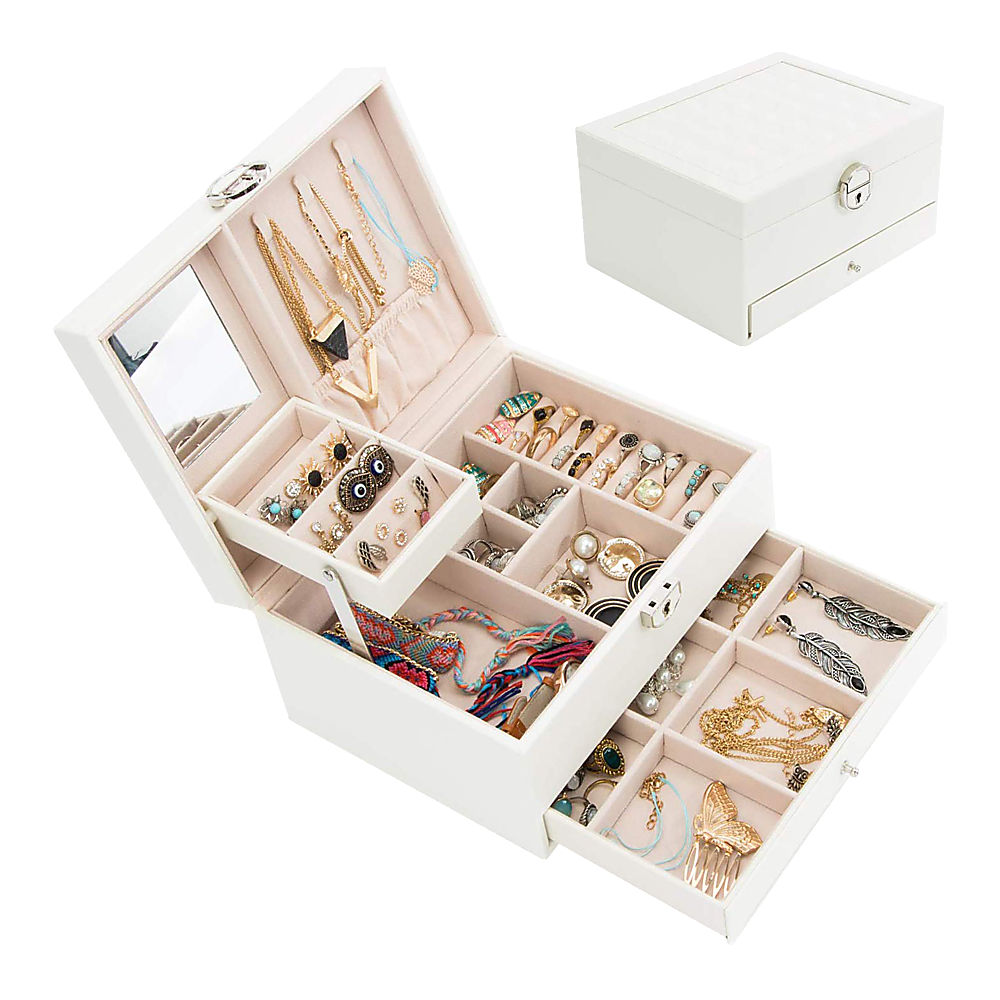 Jewellery Storage Box Girls Rings Necklaces Display Organiser Storage Case Bedworld
