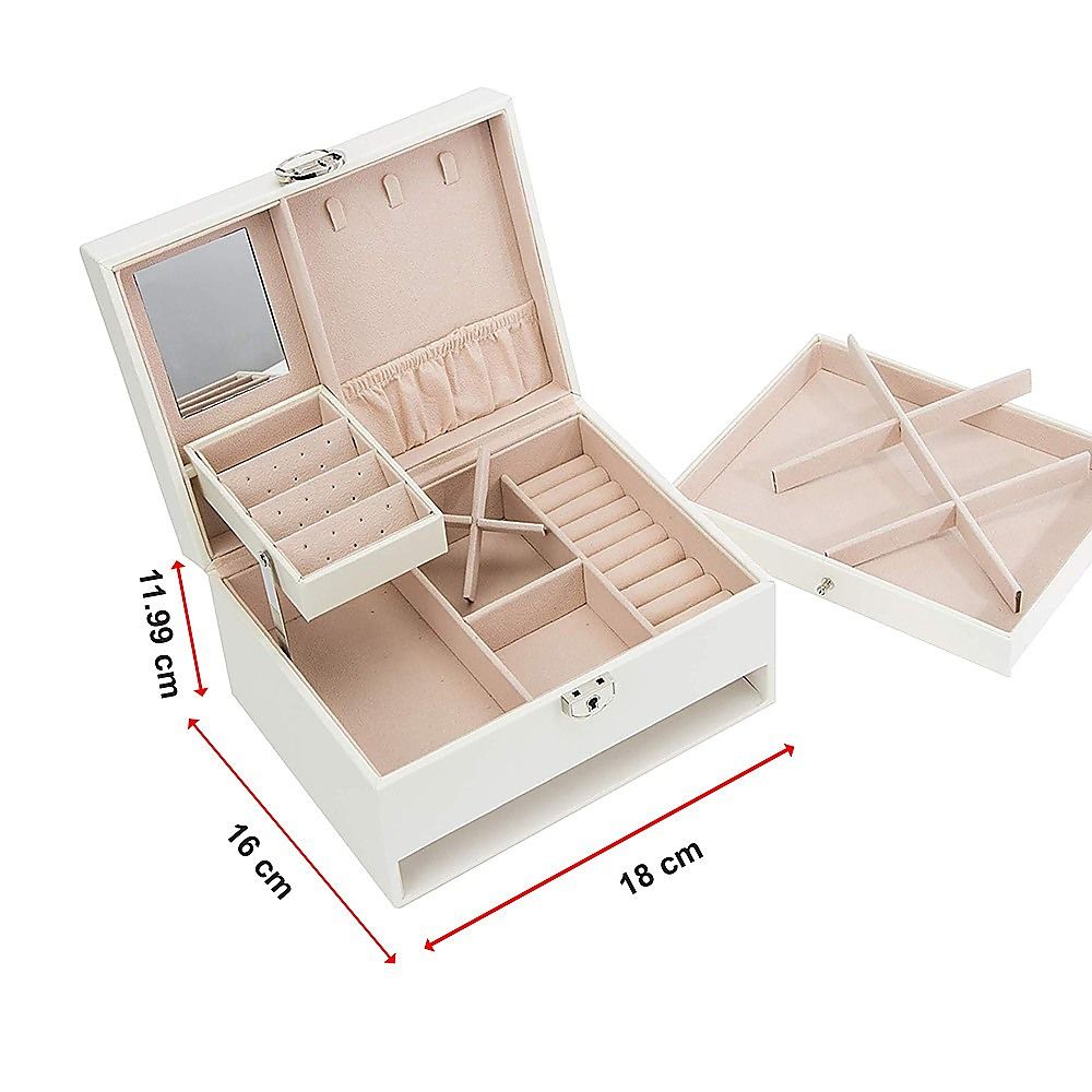 Jewellery Storage Box Girls Rings Necklaces Display Organiser Storage Case Bedworld