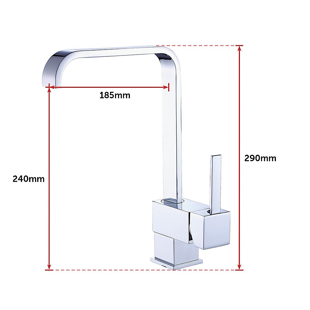 Chrome basin mixer tap with curved spout and two handles