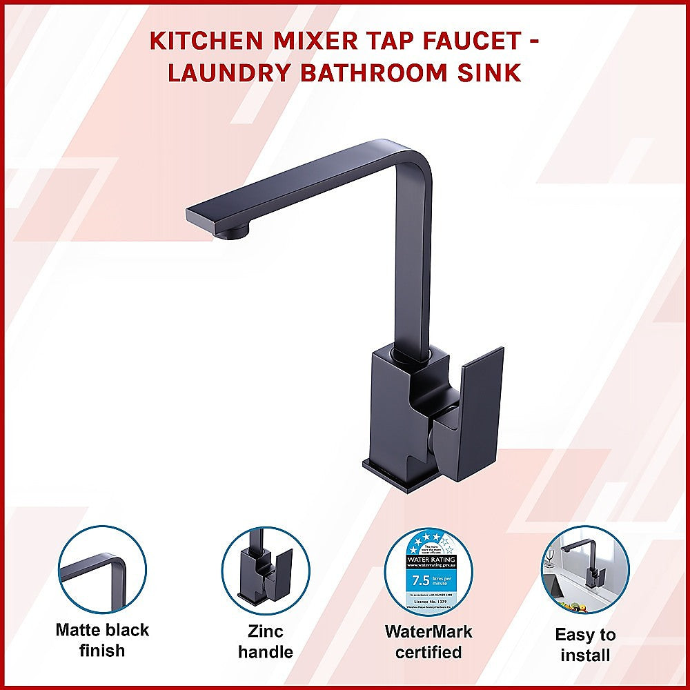 Matte black mixer tap faucet with tall spout and side control plate