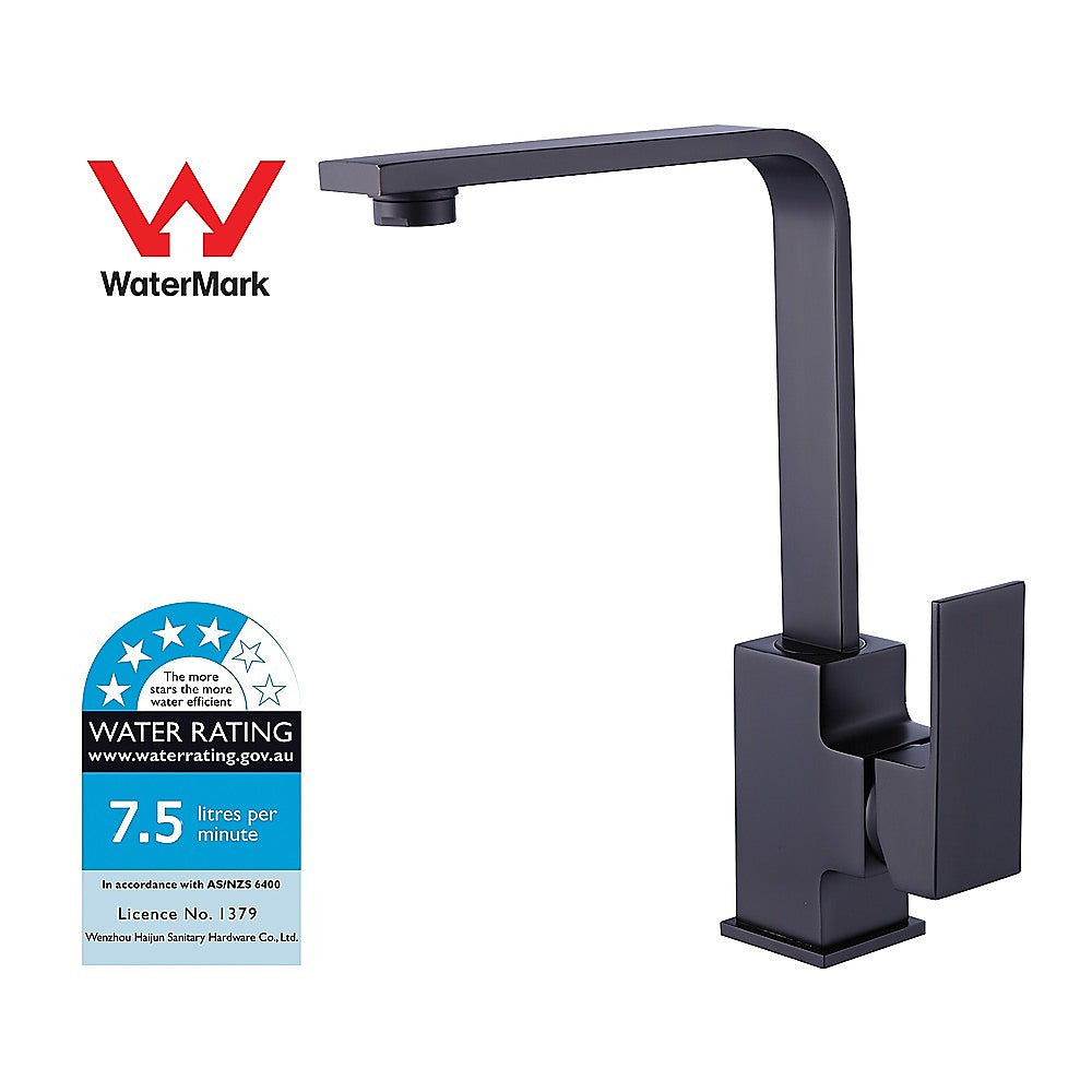 Matte black kitchen mixer tap faucet with tall spout and side lever