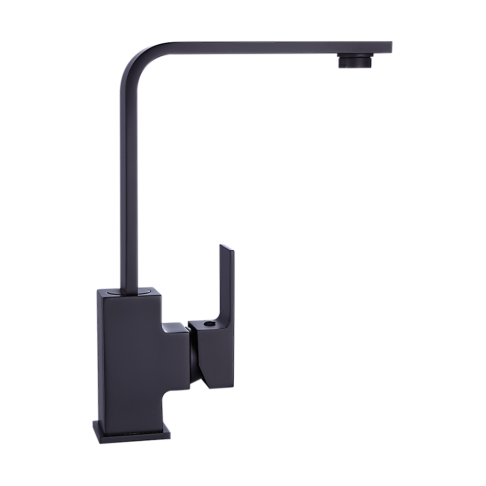 Matte black mixer tap faucet showing tall spout and wall-mount base
