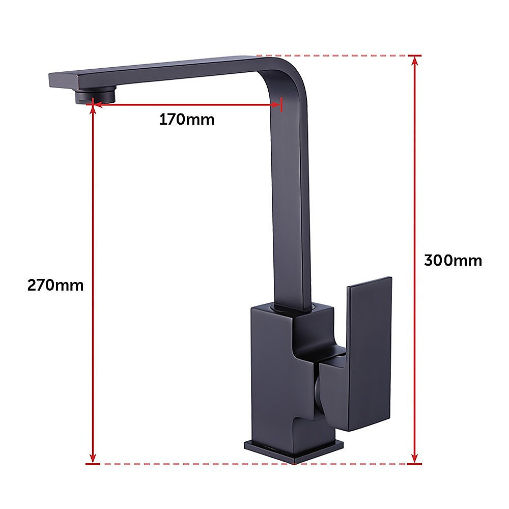 Matte black mixer tap faucet with tall spout and rectangular wall-mounted handles