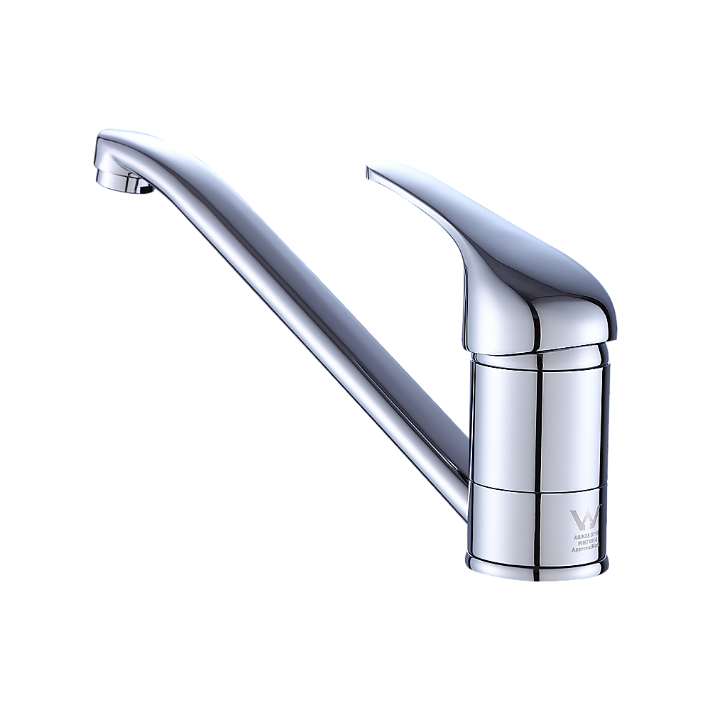 Chrome basin mixer tap faucet with tall gooseneck spout and single lever handle