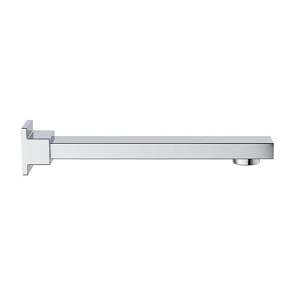 Polished chrome bath spout with wall flange and flat horizontal spout