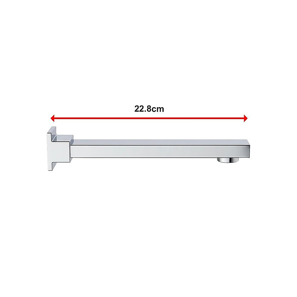 Polished chrome bath spout with 22.8cm spout length, flat rectangular design