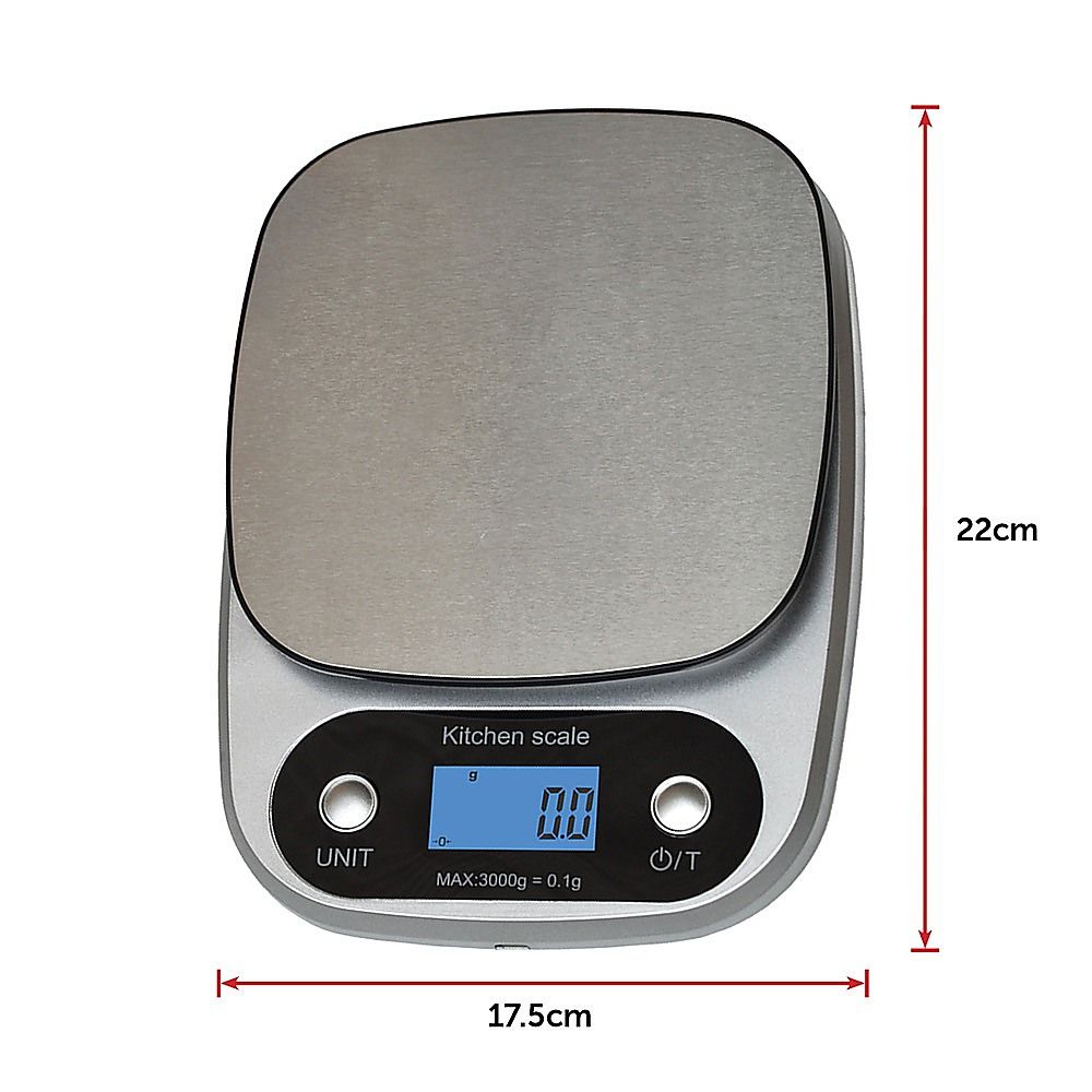 0.1g Digital Kitchen Scale 3kg Rechargeable High Precision Food Bedworld