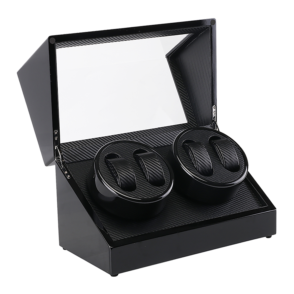 Automatic Quad Watch Winder Wood Display Box Case Bedworld