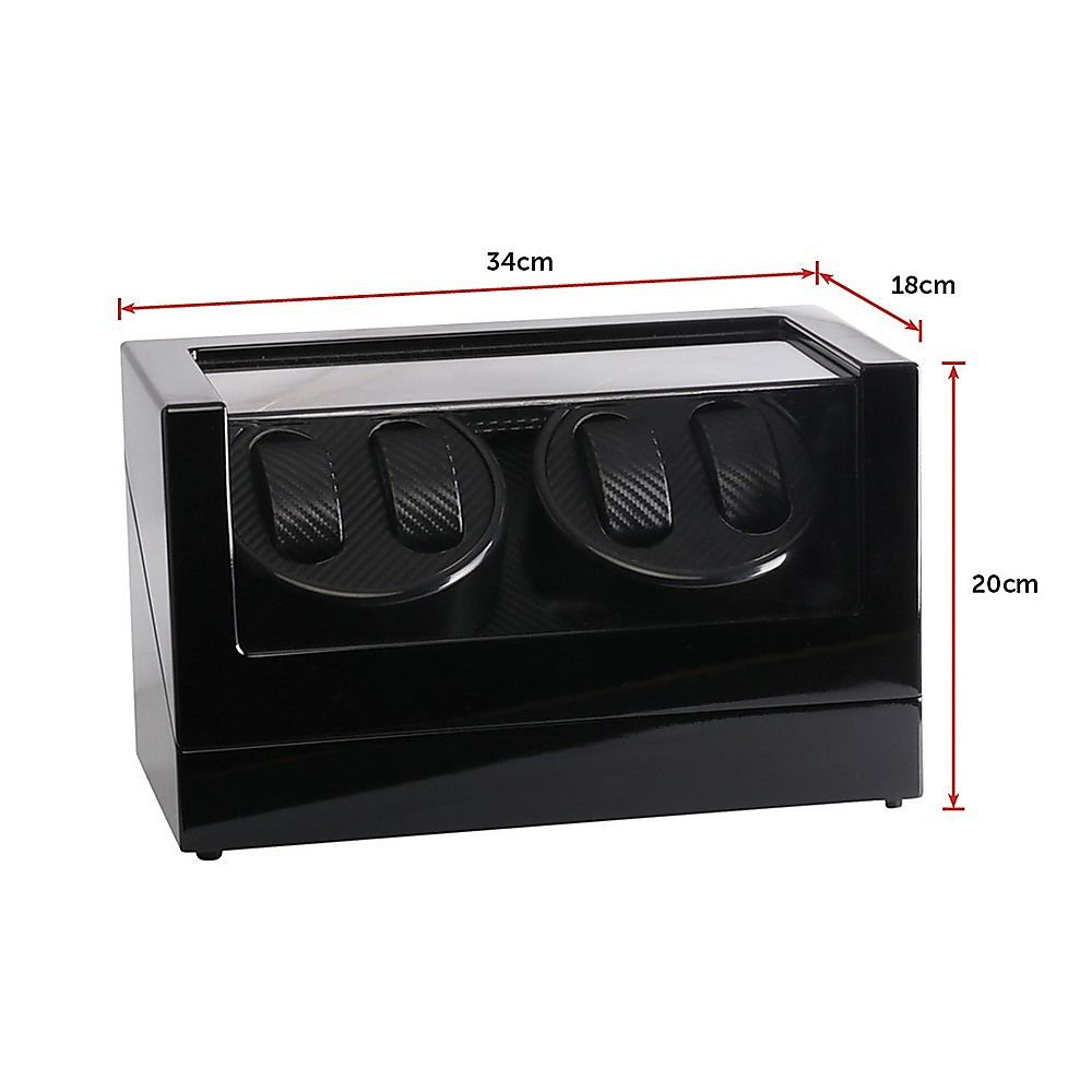 Automatic Quad Watch Winder Wood Display Box Case Bedworld