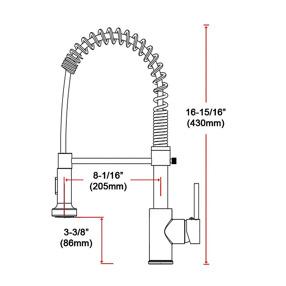 Kitchen sink faucet with extendable pull-down sprayer, chrome finish, two-handle design