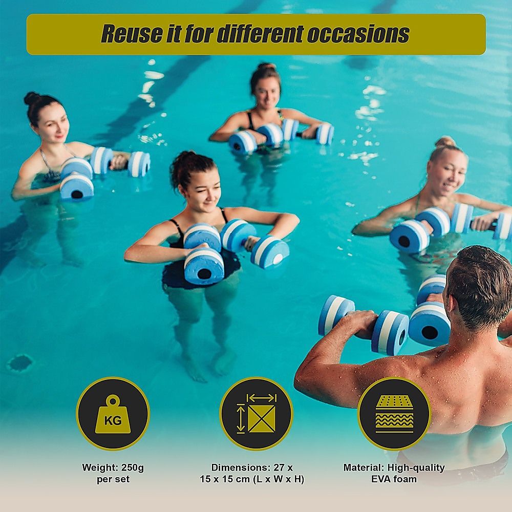 2x Water Aerobics Dumbbell EVA Aquatic Barbell Aqua Fitness Bedworld