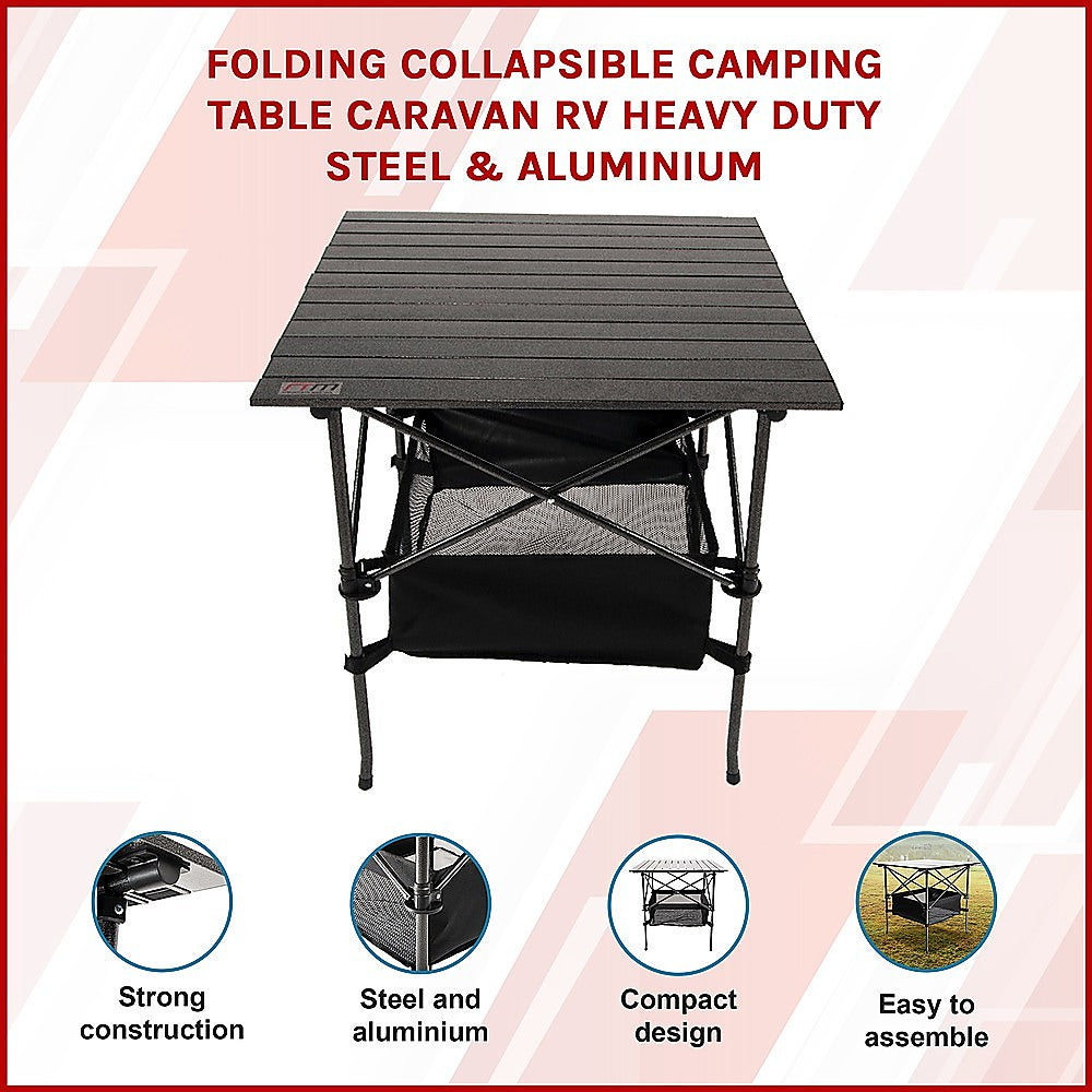Folding Collapsible Camping Table Caravan RV Heavy Duty Steel & Alumin