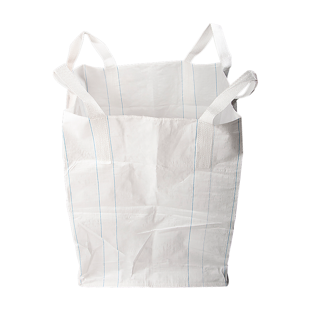White FIBC bulk bag with four lifting straps and reinforced bottom