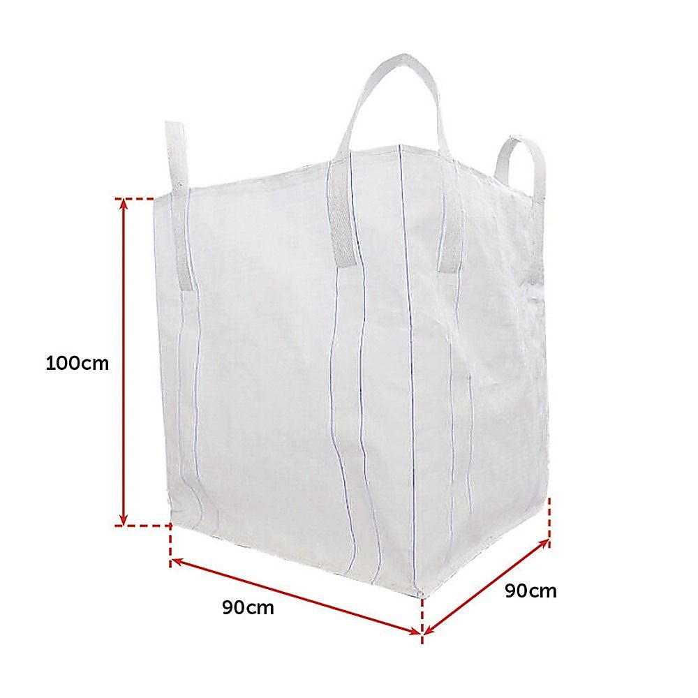 White polypropylene FIBC bulk bag, 90 x 90 x 100 cm with lifting loops