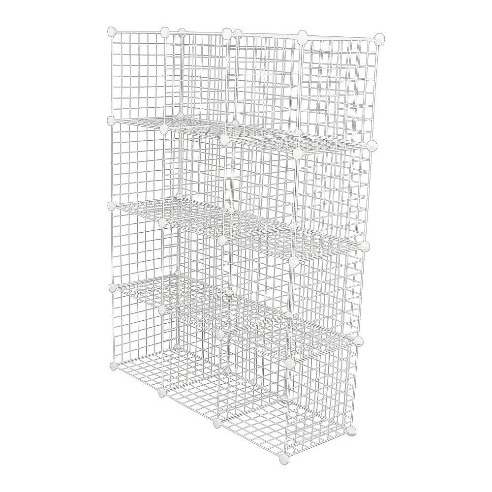 12 Cube Wire Grid Organiser Bookcase Storage Cabinet Wardrobe Closet White Bedworld