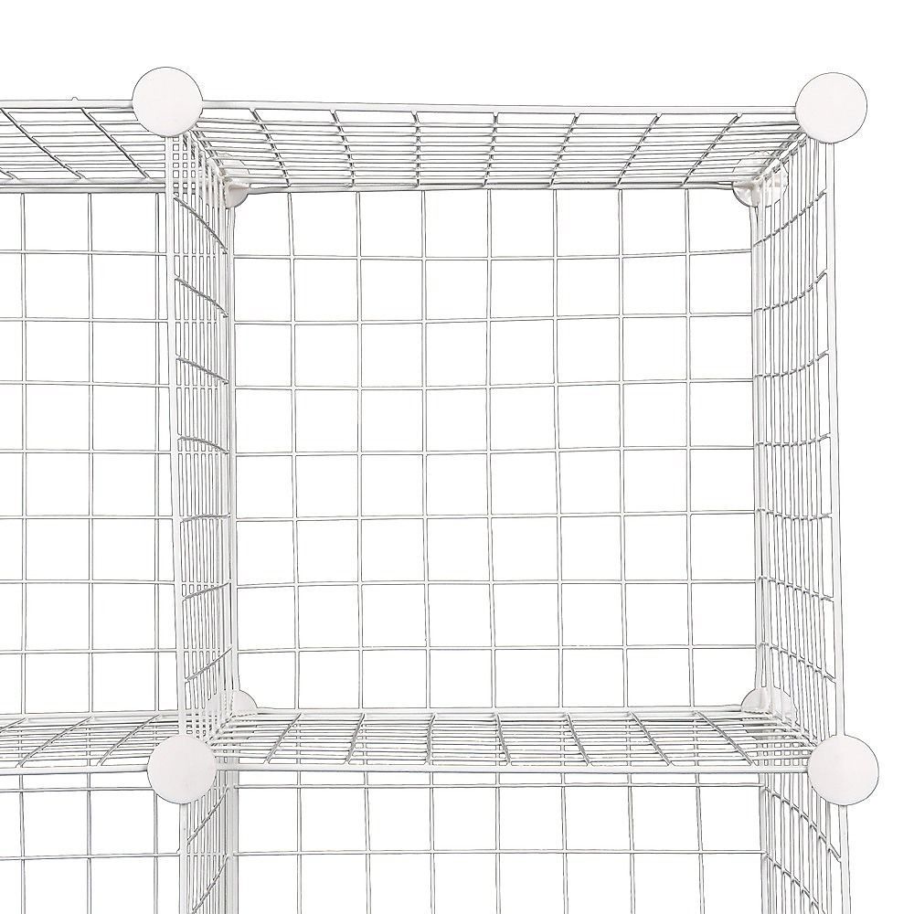 12 Cube Wire Grid Organiser Bookcase Storage Cabinet Wardrobe Closet White Bedworld
