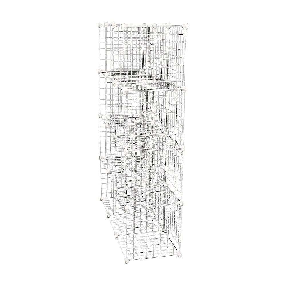 12 Cube Wire Grid Organiser Bookcase Storage Cabinet Wardrobe Closet White Bedworld