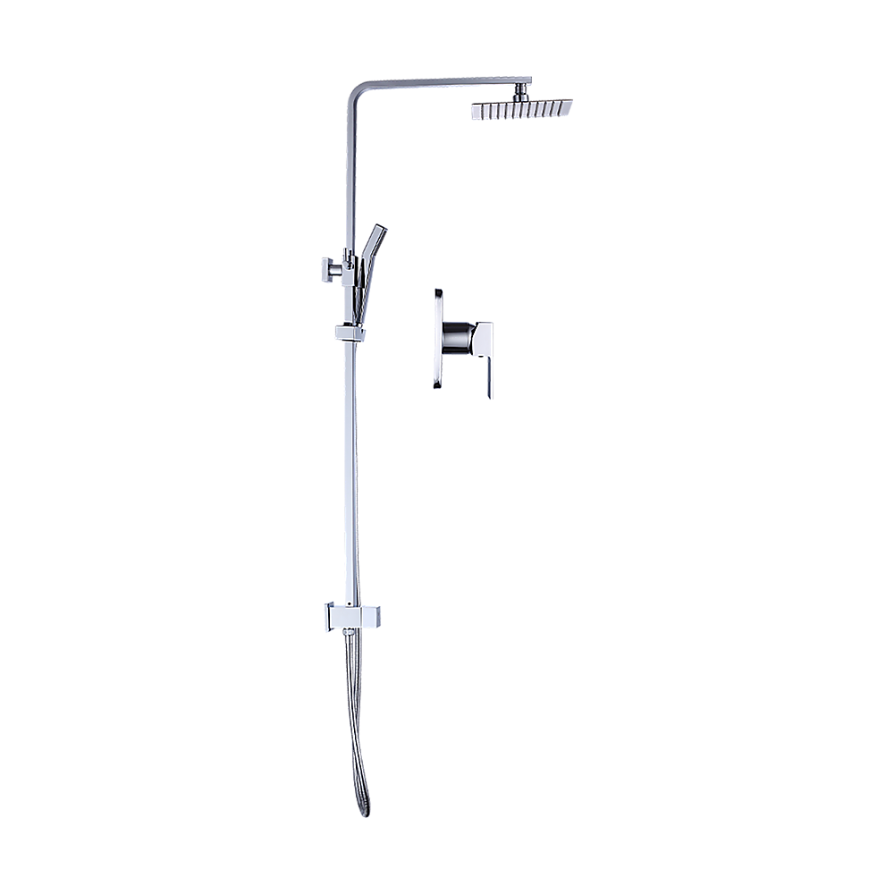 WELS 8" Rain Shower Head Set Square Dual Heads Faucet High Pressure