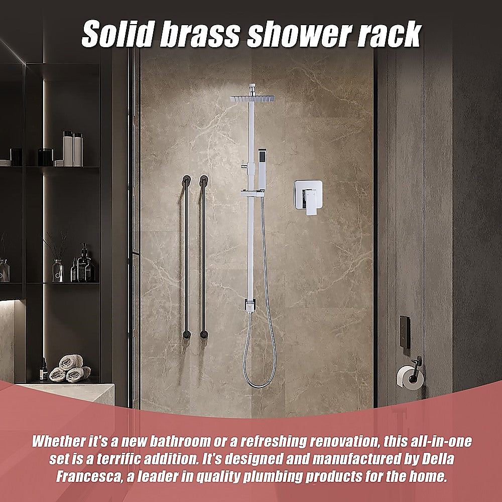 WELS 8" Rain Shower Head Set Square Dual Heads Faucet High Pressure