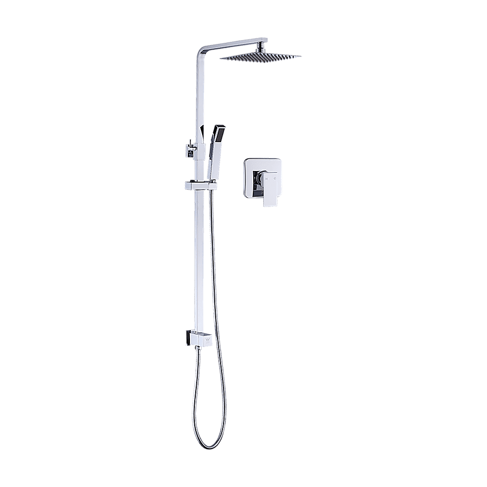 WELS 8" Rain Shower Head Set Square Dual Heads Faucet High Pressure