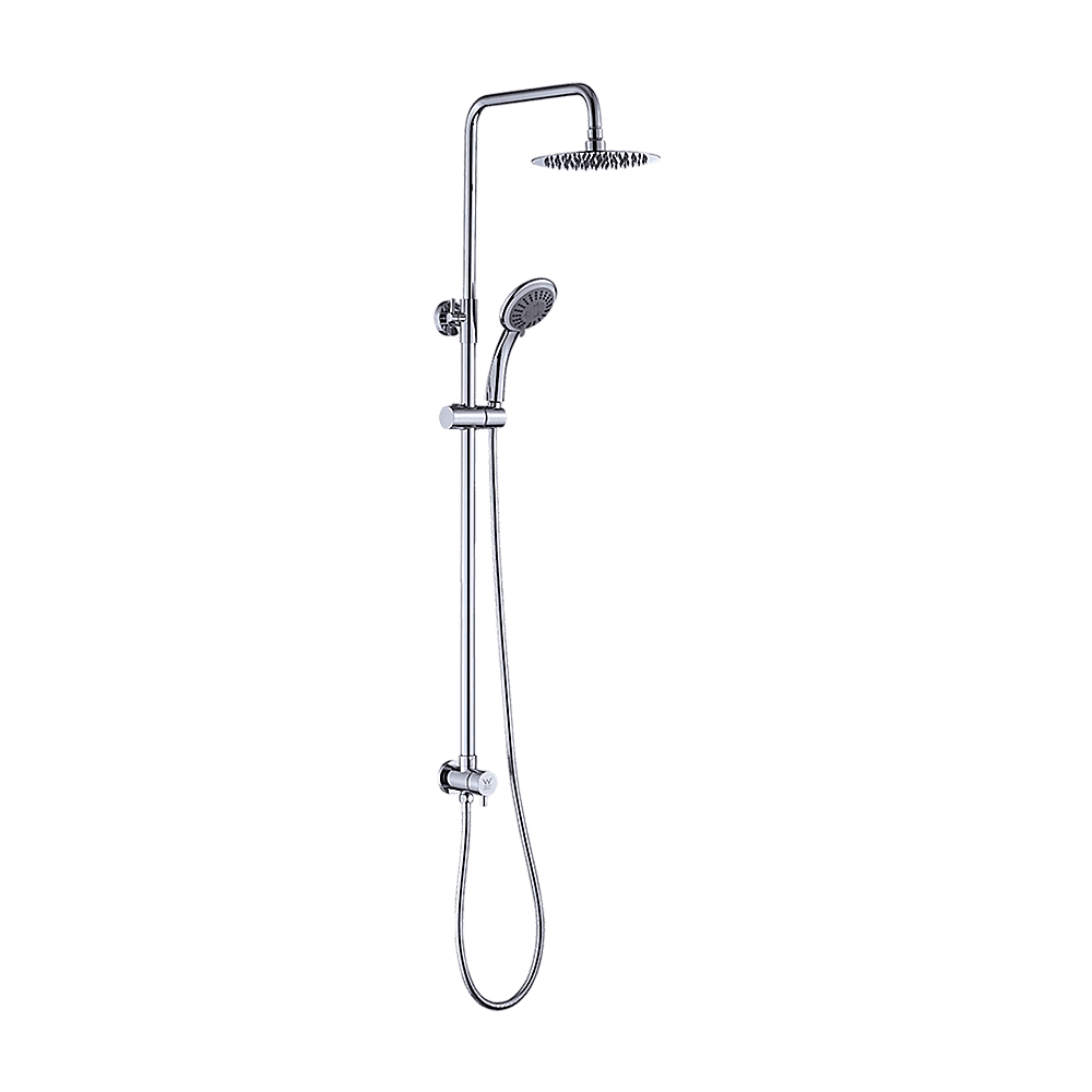 WELS 8" Rain Shower Head Set Rounded Dual Heads Faucet High Pressure Hand Held