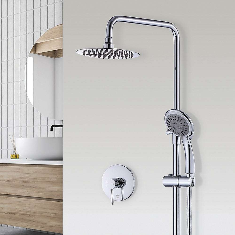 WELS 8" Rain Shower Head Set Rounded Dual Heads Faucet High Pressure