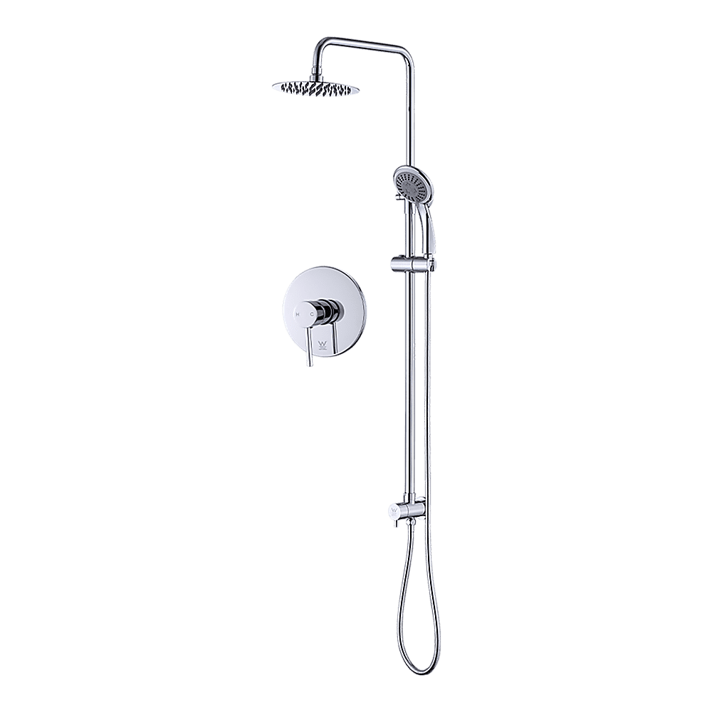 WELS 8" Rain Shower Head Set Rounded Dual Heads Faucet High Pressure