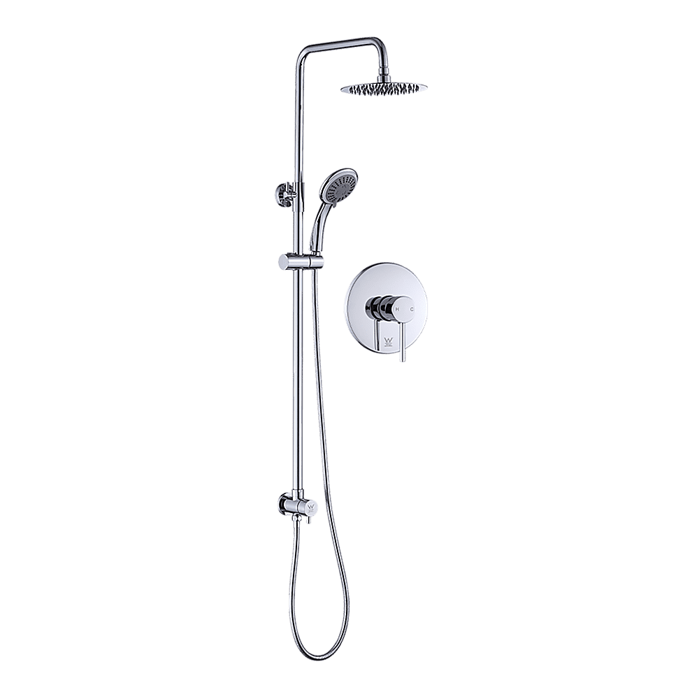 WELS 8" Rain Shower Head Set Rounded Dual Heads Faucet High Pressure