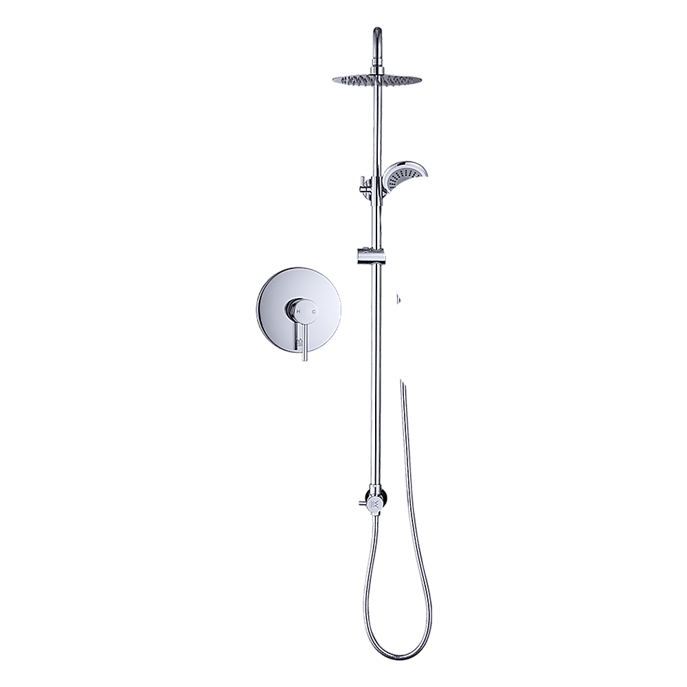 WELS 8" Rain Shower Head Set Rounded Dual Heads Faucet High Pressure