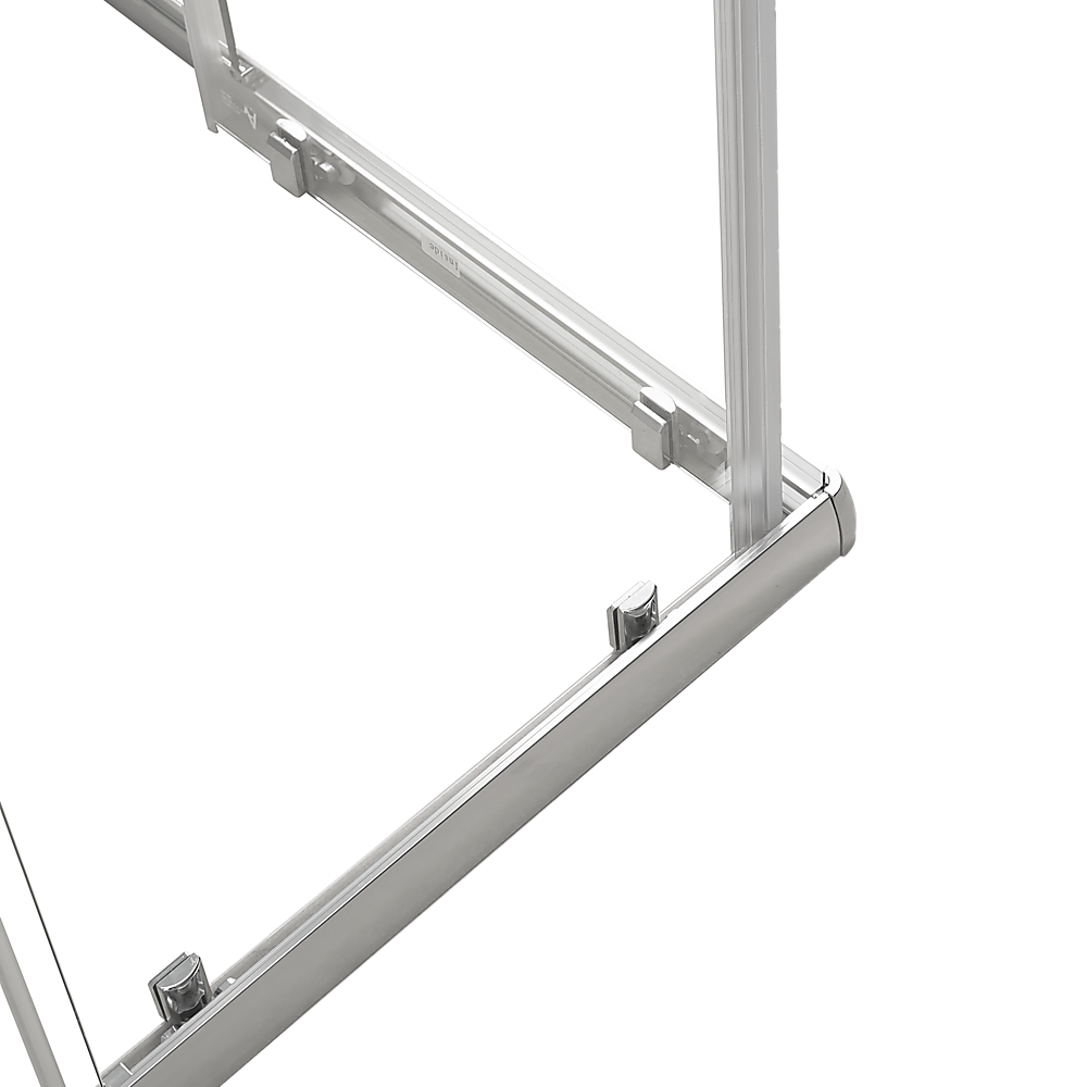 Chrome sliding track bar with rollers for shower screen