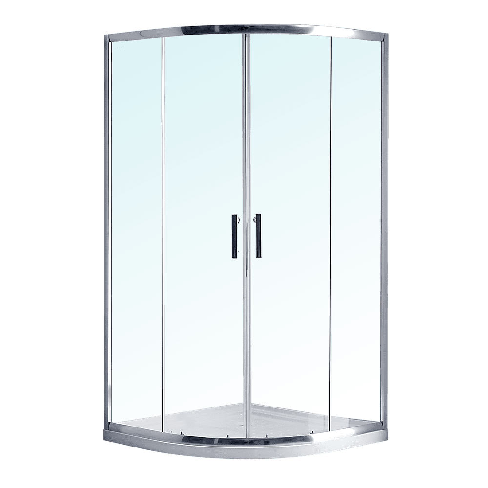 100 x 100cm Rounded Sliding 6mm Curved Shower Screen with Base in Chrome