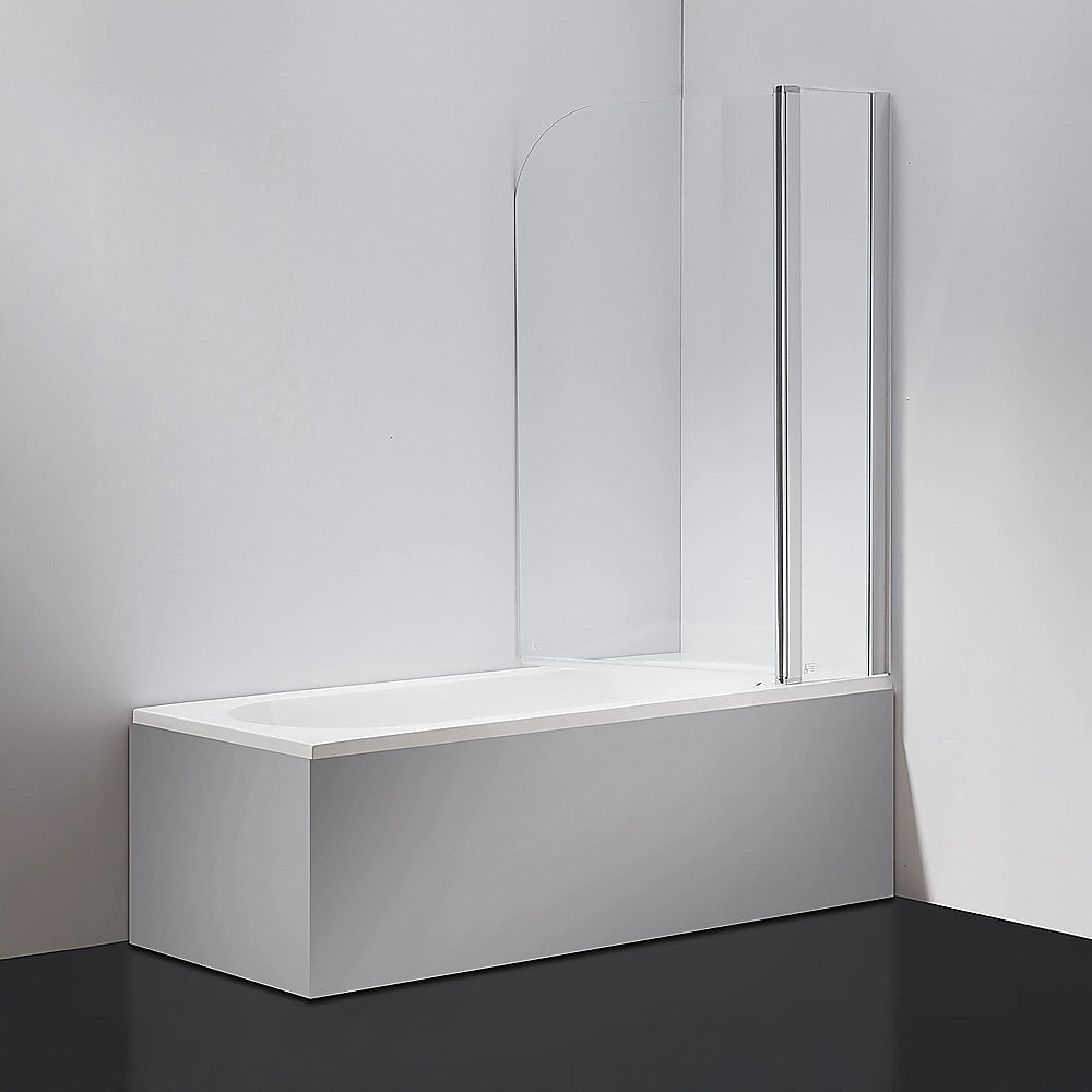 Pivot bath shower screen with 6mm clear safety glass panel and metal frame