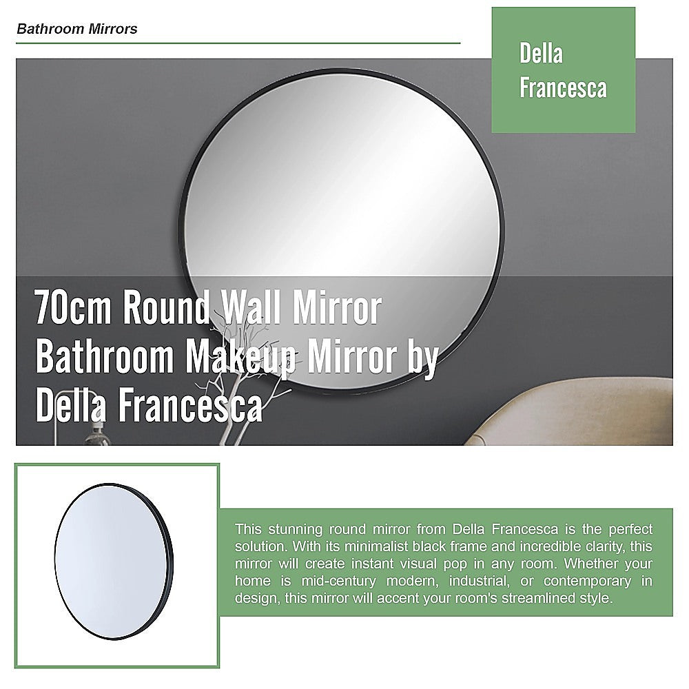 70cm Round Wall Mirror Bathroom Makeup Mirror by Della Francesca
