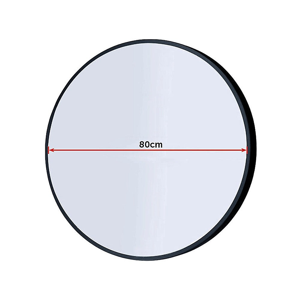 80cm round wall mirror with black frame
